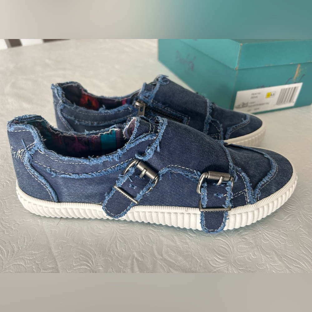 Blowfish Siena blue hipster smoked twill slip on sneakers 6.5